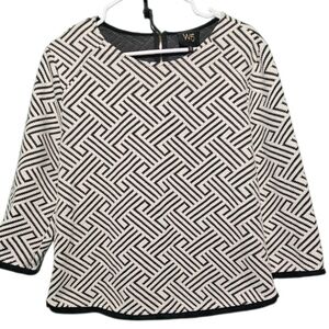 W5 Anthropologie EUC Medium Monochrome Geometric Pattern Blouse PTP 20